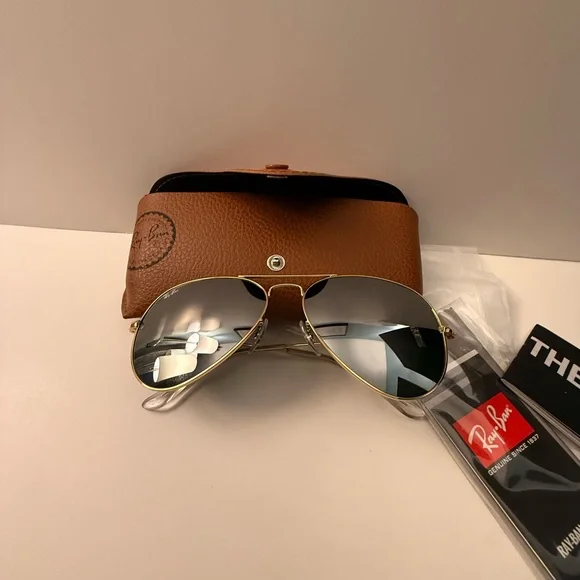 Ray-Ban Aviator Sunglasses RB3026 58-14mm Gold/Silver Mirror Lens 001/30 Unisex - Picture 3 of 17